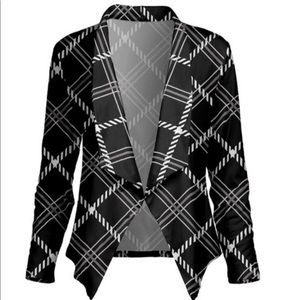 NEW•2X•BETHANY BLACK & WHITE PLAID BLAZER JACKET•NWT